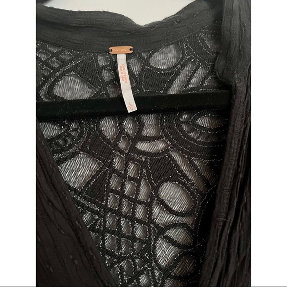 Free People Black Canyon Rose Button Down Blouse, L - Picture 4 of 6